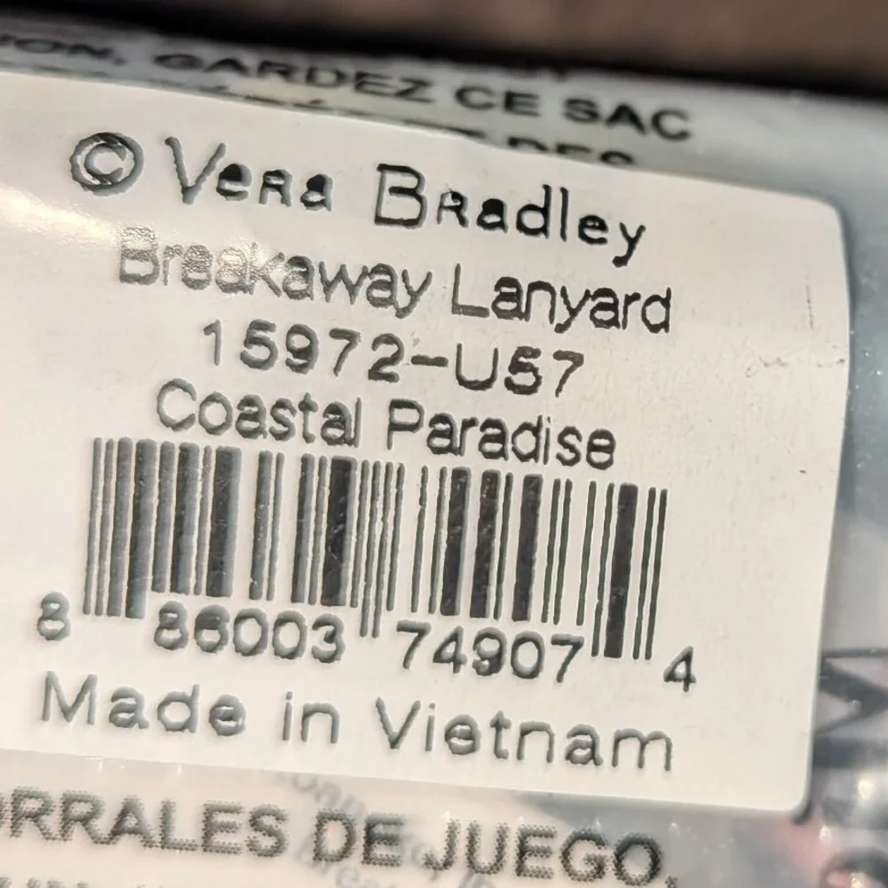 Vera Bradley Breakaway Thin Lanyard Coastal Paradise Gray Floral 15972-U57 NWT